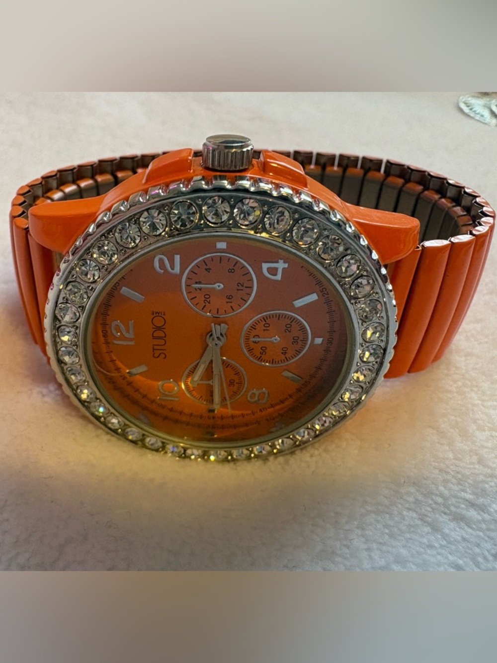 Studio Orange Crystal-Trim Fashion Watch